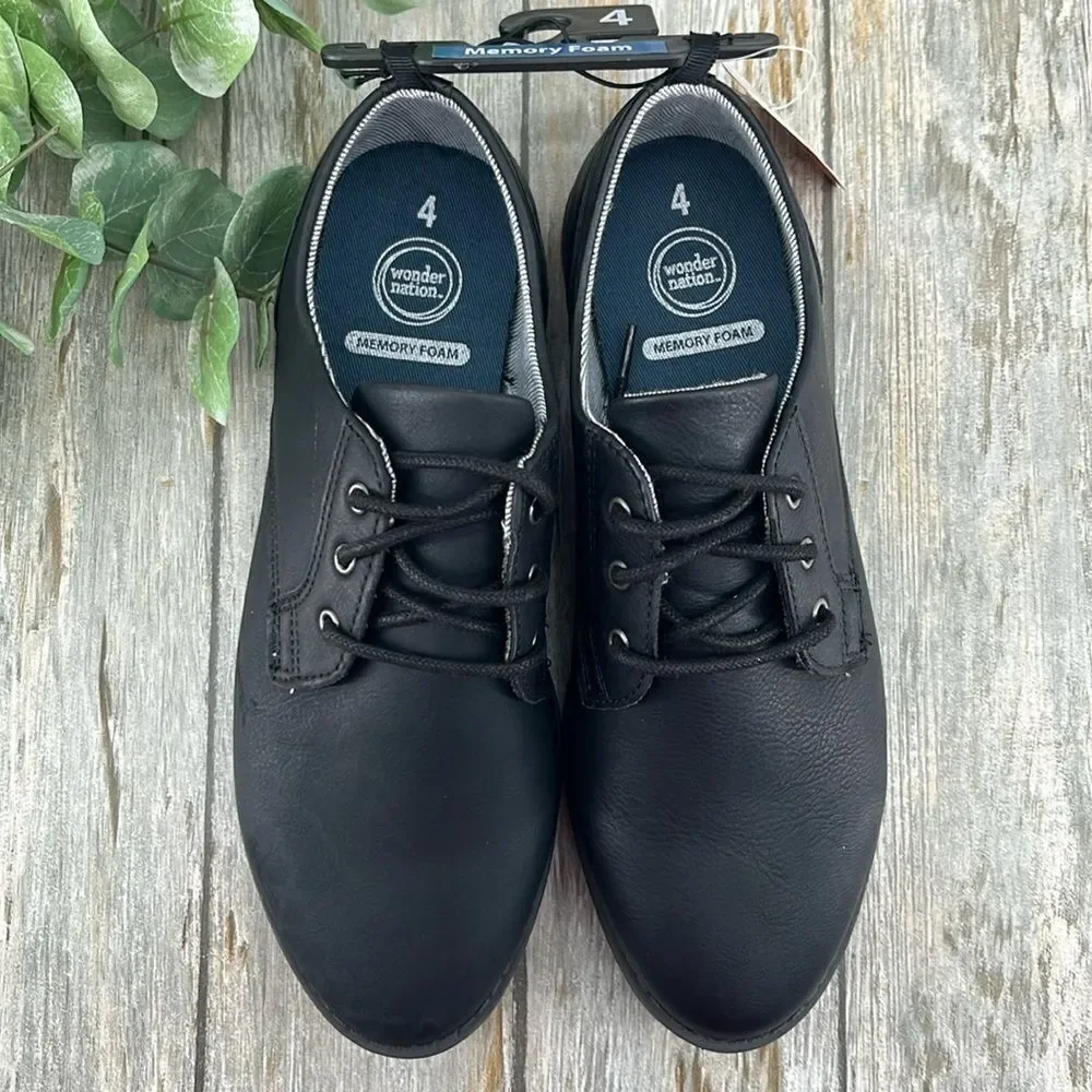 Big Boys Black Lace-up Oxford Dress Shoes Size 4